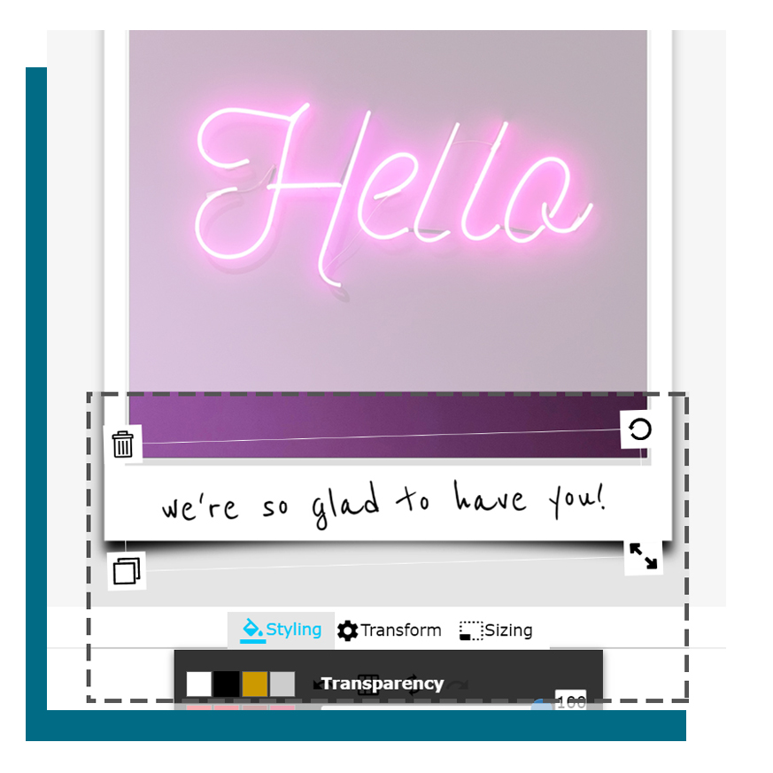 add a text example hello