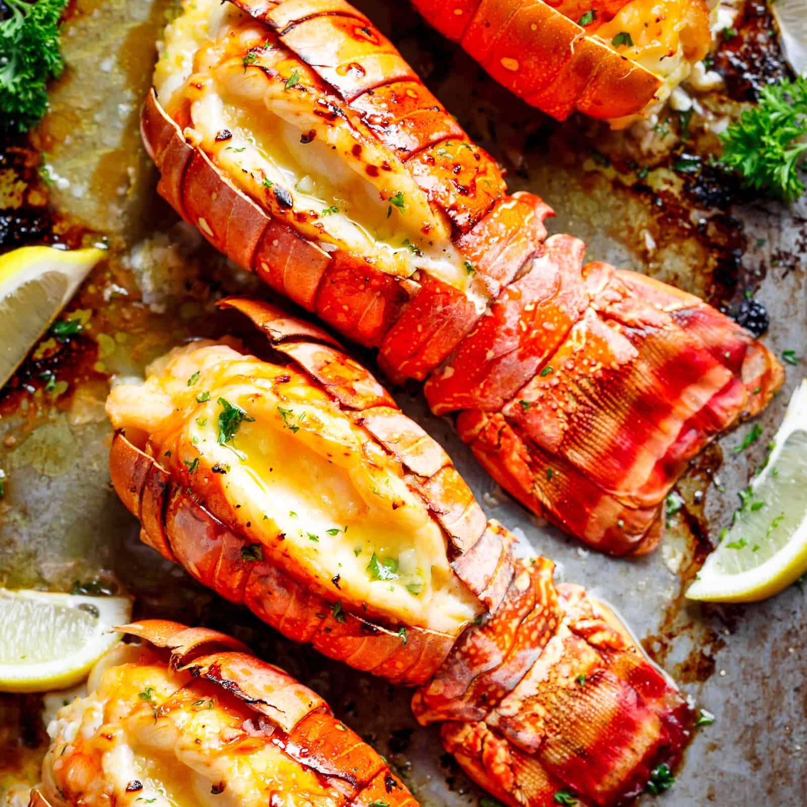 Lobster Tails with Honey Garlic Butter White Wine Sauce
