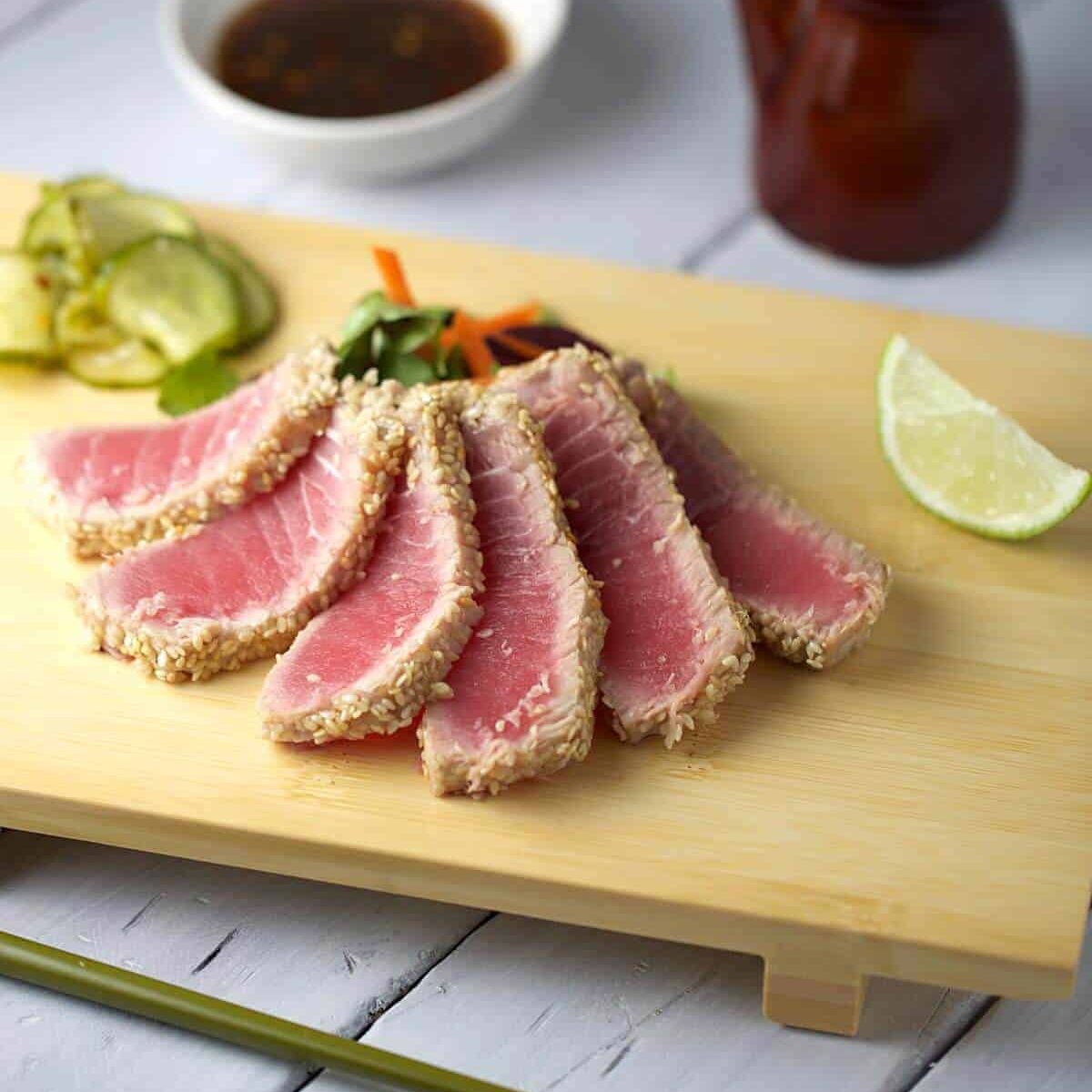 Sesame Crusted Ahi Tuna with Soy Ginger Lime Sauce