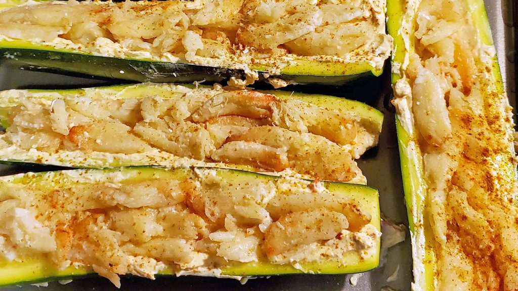 FM Recipes Crab Packed Rich Zucchini Boats with Garlic Horseradish Ba