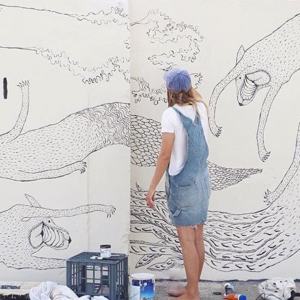 Lily J Keenan’s Streetart Society collection features her much-loved Merdogs mural.