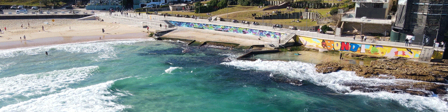 Aerial view of the new North Bondi mural from MynameisLK ©. 