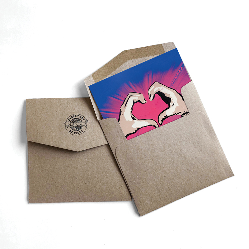 Handful of Love greeting card from Jenna Bloom's Streetart Society collection. Printed in Australian on recycled card - $5.99