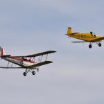 R5RT48 1931 DH82a Tiger Moth and a Druine D.31A Turbulent flying at Old Warden