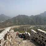 Mountains with Great wall of China running across them