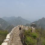 Mountains with Great wall of China running across them