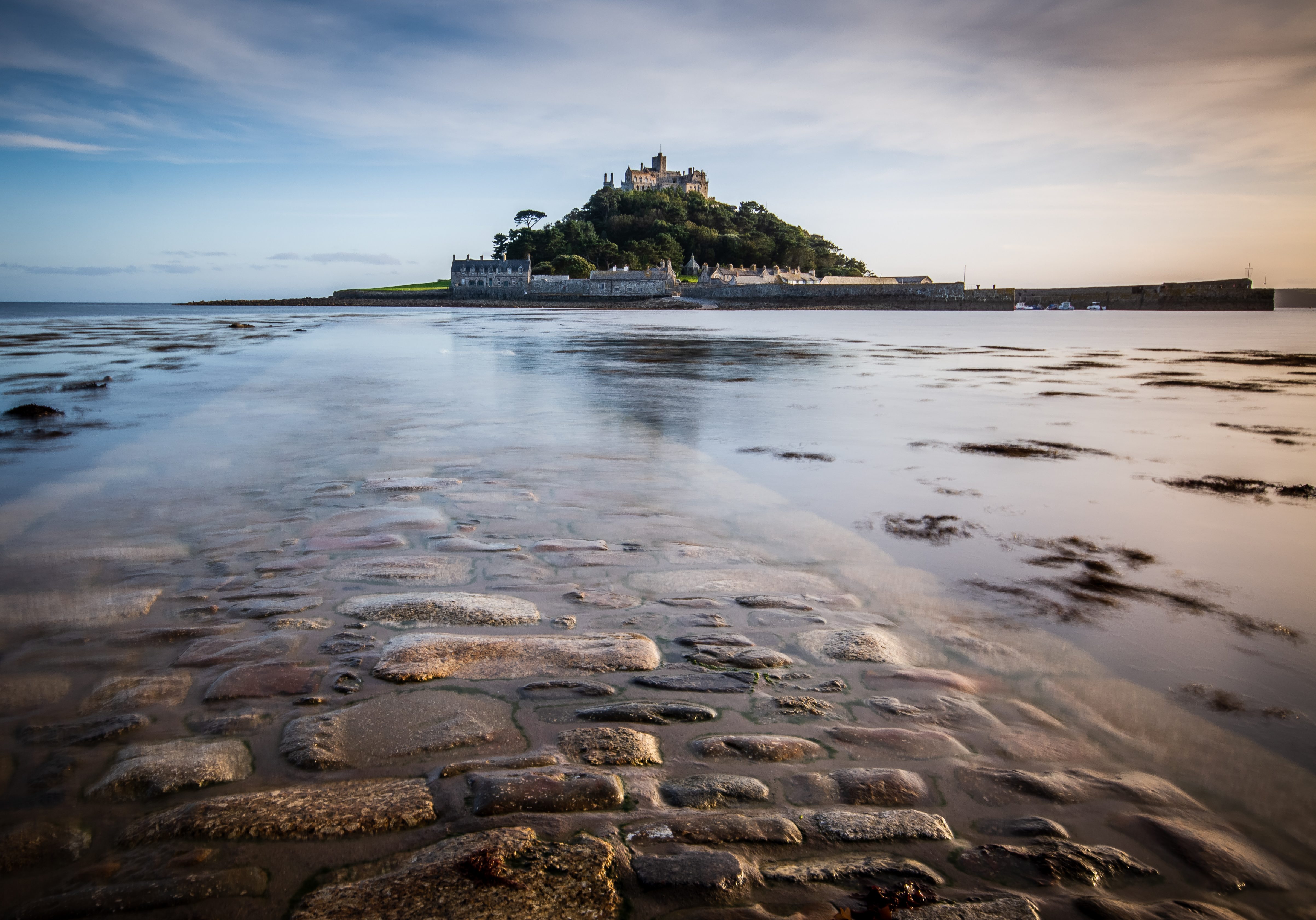 St Michaels Mount, Cornwall UK, Sunset Panorama