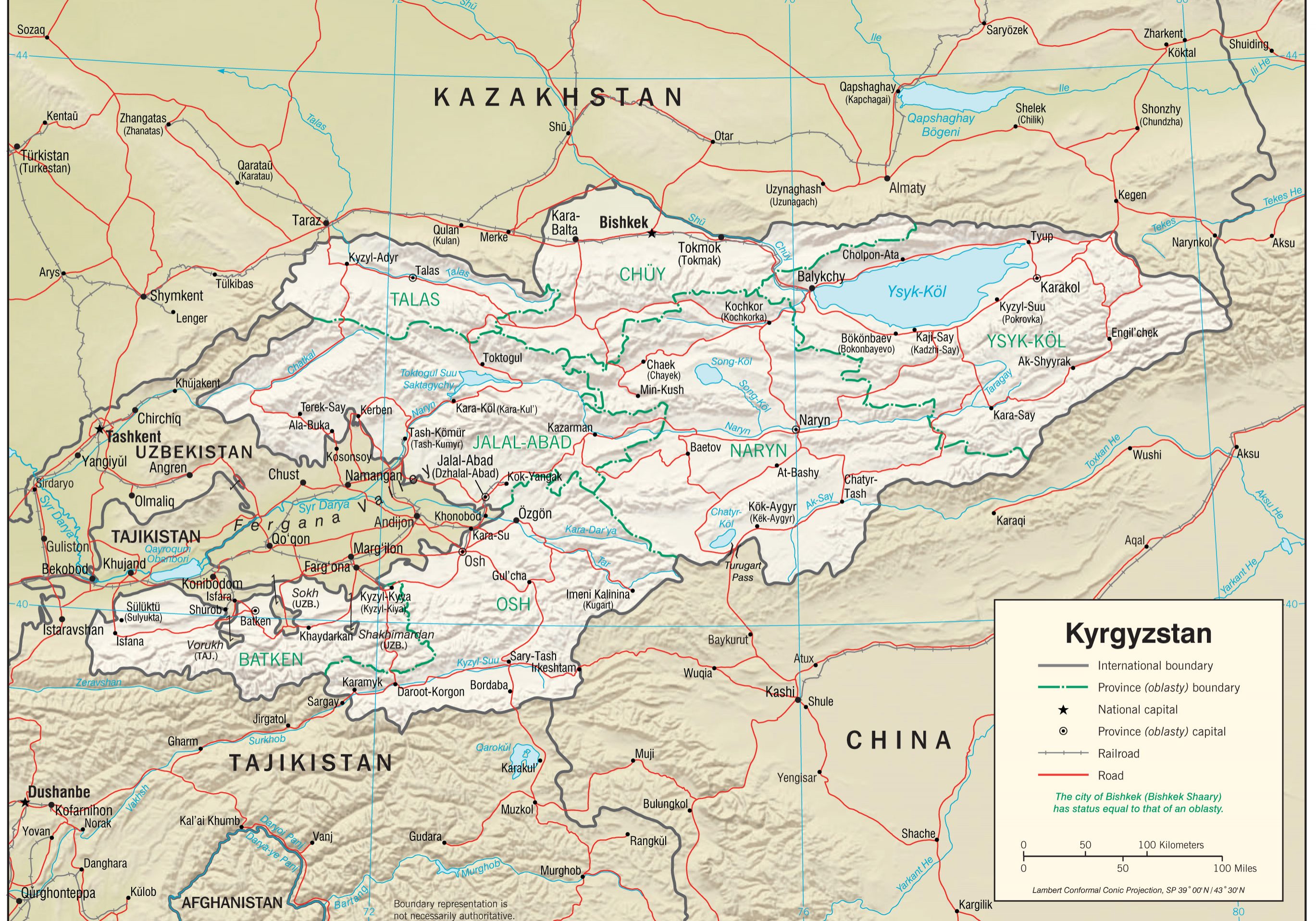Kyrgystan Map, Map, roads