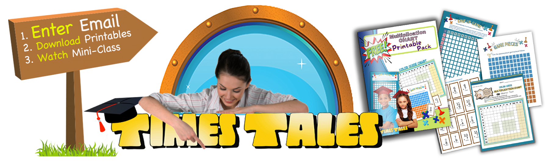 Enter email then download printables and watch video class on learning the times tables.