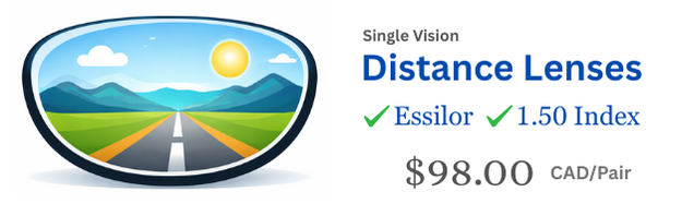 Distance Essilor 1.50 index Lenses