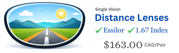 Distance Essilor 1.67 index Lenses