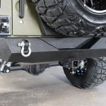 2016 jeep wrangler unlimited jk green kevlar DV8 rear bumper with swing out spare tire carrier, D-rings and hitch RBSTTB-02