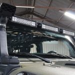 2016 jeep wrangler unlimited jk green kevlar Rugged Ridge upper windshield mount with (3) 13.5″ LED light bars