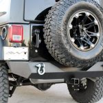 black 2016 jeep wrangler unlimited jk DV8 rear bumper with D-rings and hitch RBSTTB-04