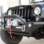 black 2016 jeep wrangler unlimited jk DV8 FS-7 winch mount front bumper with LED Lighting and over rider hoop FBSHTB-07