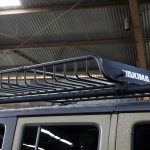 green kevlar 2014 jeep wrangler unlimited jk Rugged Ridge Sherpa roof rack 11703.02 with Yakima Megawarrior basket