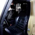 green kevlar 2014 jeep wrangler unlimited jk Custom pattern black leather front seats with green stitching