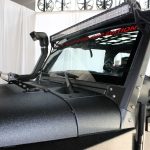 gray kevlar 2013 jeep wrangler unlimited jk Rigid Industries upper windshield mount with KC 50″ LZR LED light bar