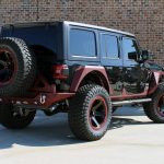 2020 jeep wrangler unlimited jl black & maroon right rear angle