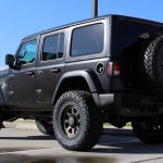 satin black wrapped 2018 jeep wrangler unlimited jl left rear angle