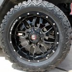 gray 2016 jeep wrangler unlimited jk 20×10 Ballistic 853 Tank in gloss black milled 33x12.50R20 RBP Repulsor M/T RX tires