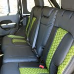 2020 Black and Green JL Jeep Custom Leather Black with Green insert rear