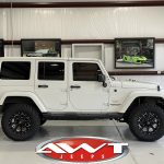 2016 White Sahara JK Jeep 3.5″ Rough Country lift 18x9 Fuel Offroad D534 "Boost" wheels flat black & milled 35" tires
