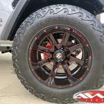 2020 Sting-Gray JL Jeep 20x12 Ballistic Offroad 959 "Rage" wheels in gloss black with red 35x13.50R20 Venom Power A/T Tires