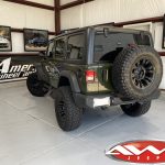 2020 Sarge Green JL Jeep 2.5″ Mopar Jeep lift fox shocks left rear angle
