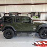 2020 Sarge Green JL Jeep 2.5″ Mopar Jeep lift fox shocks side angle