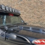 2020 Rubicon JT Gladiator KC HiLites upper windshield mounted 6" Rigid Industries Spot Beam LED lights A-pillar mounted 4"