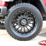 2016 Red Sport JK Jeep 3″ Zone Off-road lift 20x10 Ballistic 964 "Machete" gloss black with milled accents 35" tires