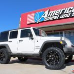2017 White Sport JK Jeep 3″ Zone Off-road lift 20" Ballistic"Razorback" black 35x12.50R20 Toyo Open Country A/T II tires