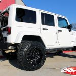 2017 white jk sport 3.5" rough country lift 20x12 fuel d574 cleaver wheels 35" toyo tires rough country steps DV8 rear bumper