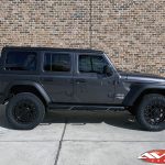 2020 Jeep JL wrangler 2.5" Lift DV8 Front bumper with winch 20x9 XD "FMJ" 35" A/T tire Nfab side steps side angle