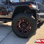 2020 black jeep gladiator rubicon 3.5" rough country lift dv8 offroad chase rack 20x10 moto metal 978 razor wheels 37" tires