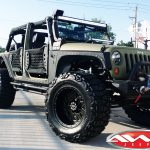 kevlar green jk 4" skyjacker lift king shocks 20x12 rbp wheels 38" Nitto mud grappler tires rugged ridge winch mount bumper