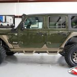 2020 Green Bronze JL Jeep 2″ Mopar lift fox shocks 18x9 American Racing AR202 wheels matte bronze with black lip 35" tires