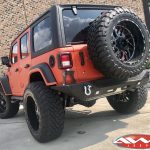 2018 Kevlar coated Orange Sport JL Jeep 3.5" skyjacker lift 22x12 tis 544 black wheels 37" toyo m/t tires 50 light bar
