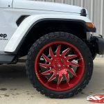 2020 White Sport Gladiator 20" Fuel Off-road D745 saber wheels in candy red 33x12.50R20 Venom Power Terra Hunter X/T tires