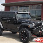 2018 Black Rubicon JK Jeep 4″ Rough Country lift 20" Ballistic 814 Jester Wheels flat black 35" Fury Country Hunter R/T tires