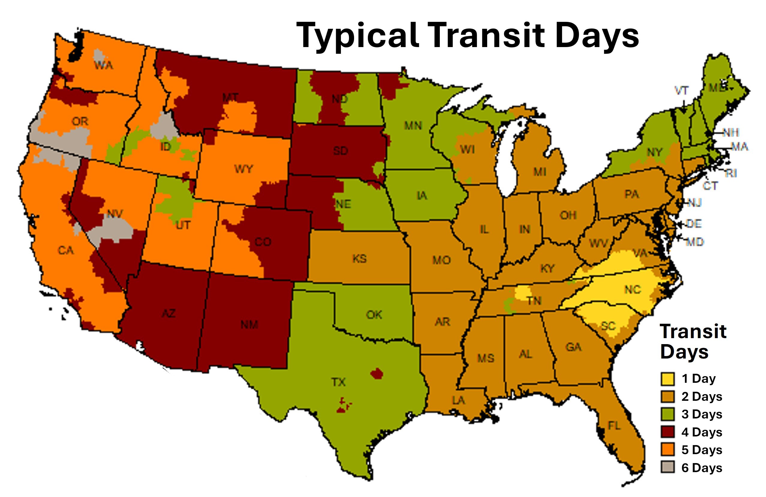 transit times april 2026