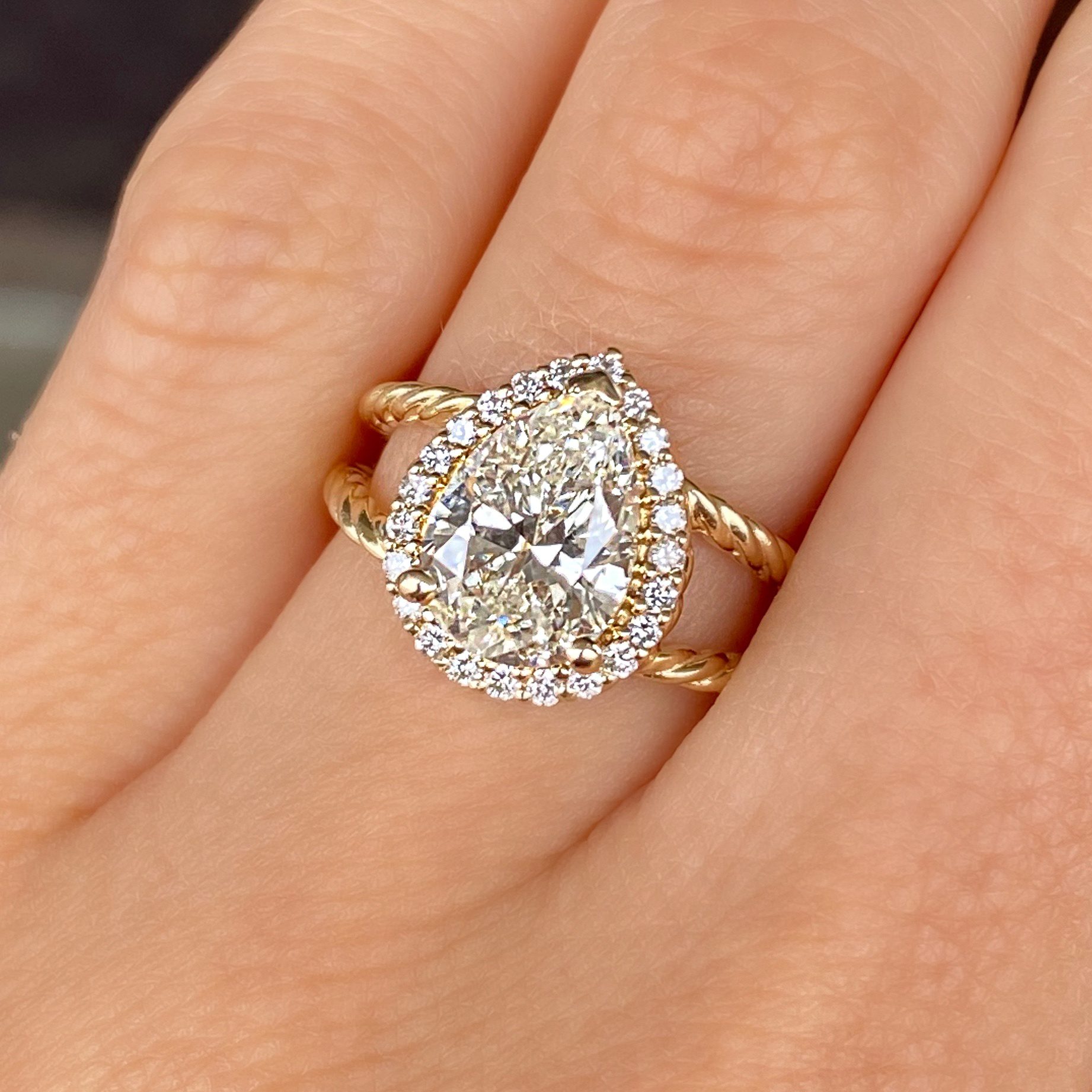 Custom Pear Shaped Diamond Engagement Ring created by Crawford's Jewelers in Waycross, Georgia