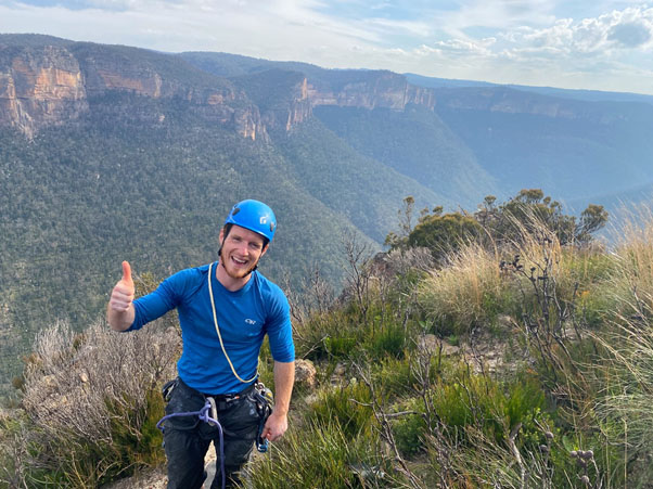 Happy Climber in the Blue Mountains