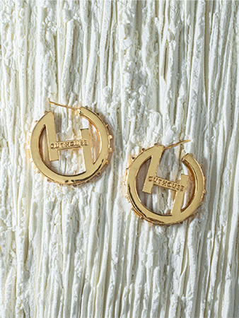monogrammed gold earrings