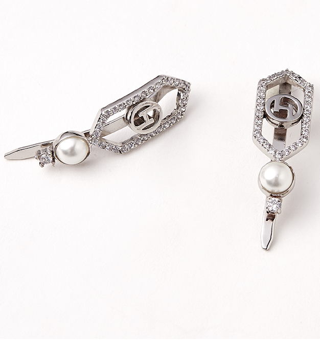 Sirius Tie Clip jewellery Gifts with pearls and crystalsin 22K silver finish