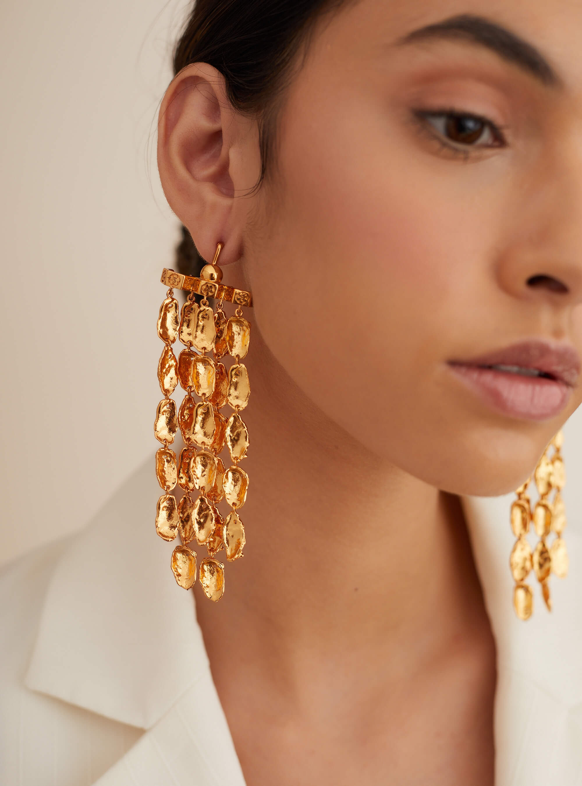 Gold Long Statement Earrings