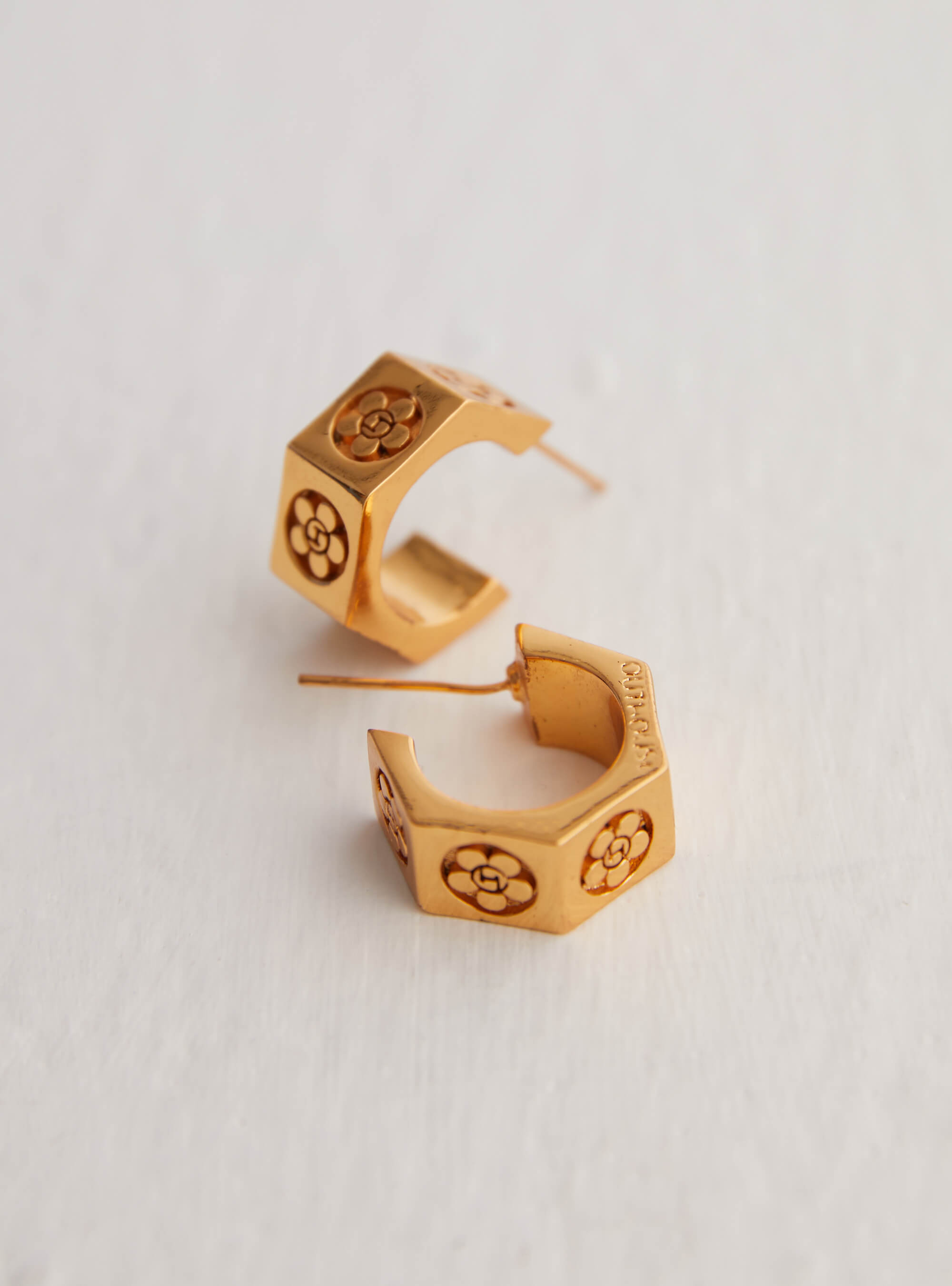 Gold-Hexagon-Hoop-Earrings
