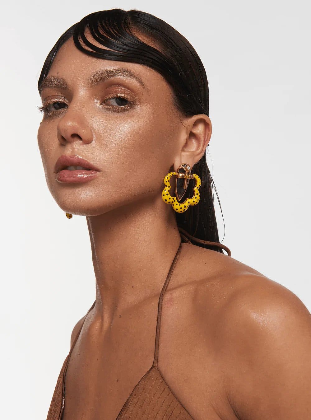 Yellow Enamel Earrings