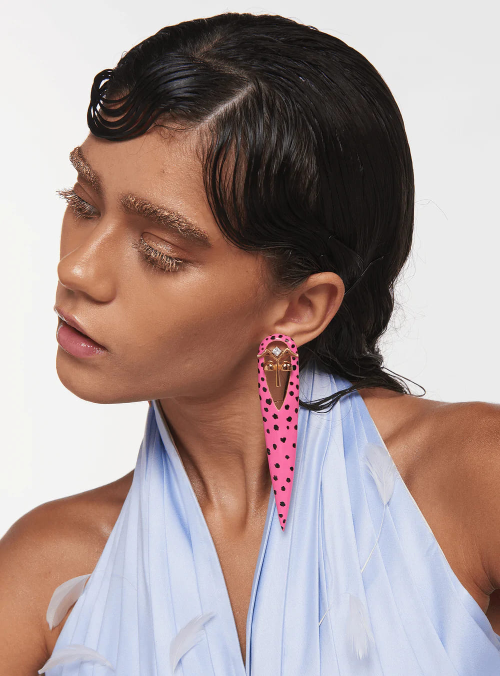 pink enamel earrings